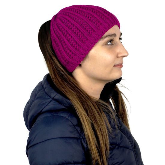 CĂCIULĂ TRICOTATĂ CU DECUPAJ PENTRU COADĂ DE CAL - CĂCIULI TRICOTATE - ACCESORII