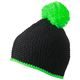 GESTRICKTE MÜTZE MIT KONTRASTSTREIFEN UND BOMMEL MB7964 - BOMMELMÜTZEN - CAPS UND MÜTZEN