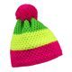 DREIFARBIGE KINDER STRICK-WINTERMÜTZE MIT BOMMEL - CAPS UND MÜTZEN FÜR KINDER - KINDER KLEIDUNG