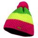 DREIFARBIGE GESTRICKTE WINTERMÜTZE MIT BOMMEL - STRICKMÜTZEN - CAPS UND MÜTZEN