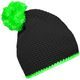GESTRICKTE MÜTZE MIT KONTRASTSTREIFEN UND BOMMEL MB7964 - BOMMELMÜTZEN - CAPS UND MÜTZEN