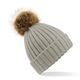 CHUNKY KNIT HAT WITH FAUX FUR POM POM - BEANIES WITH POM-POMS - ACCESSORIES