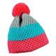 DĚTSKÁ TROJBAREVNÁ PLETENÁ ZIMNÍ ČEPICE S BAMBULÍ - DĚTSKÉ KŠILTOVKY A ČEPICE - DĚTSKÉ OBLEČENÍ