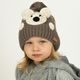 Dětská zimní čepice s háčkovaným medvídkem