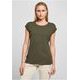 VOLNÉ DÁMSKÉ TRIČKO S OHRNUTÝMI RUKÁVY - TRIČKA S KRÁTKÝM RUKÁVEM - OBLEČENÍ