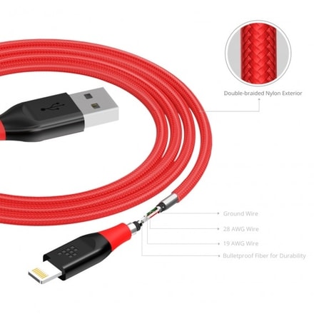 Tronsmart Lightning kabel červený 3.0 m