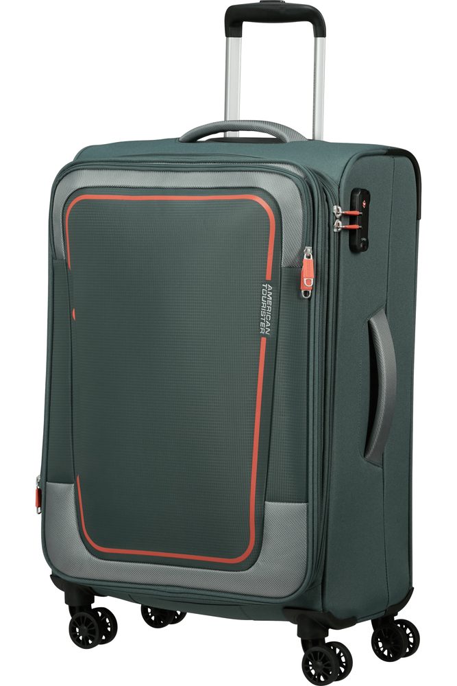 Levně American Tourister Látkový cestovní kufr Pulsonic EXP M 64/74 l - tmavě zelená