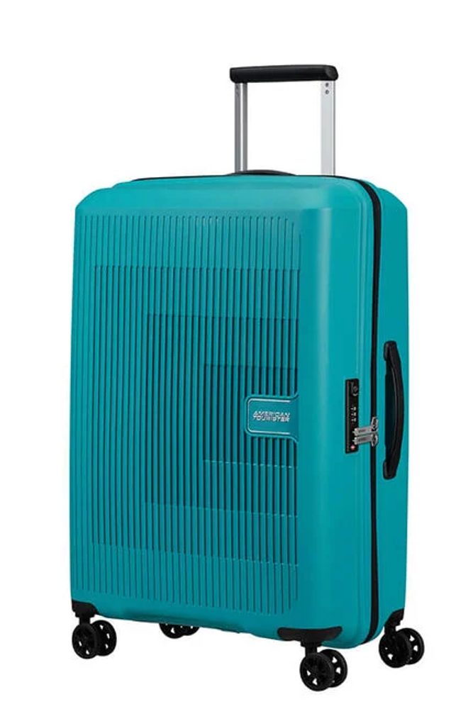 Levně American Tourister Skořepinový cestovní kufr Aerostep M EXP 66,5/72,5 l - tyrkysová