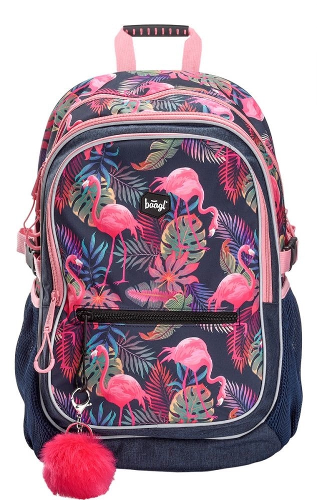 Levně BAAGL Dívčí školní batoh Flamingo 25 l - růžová