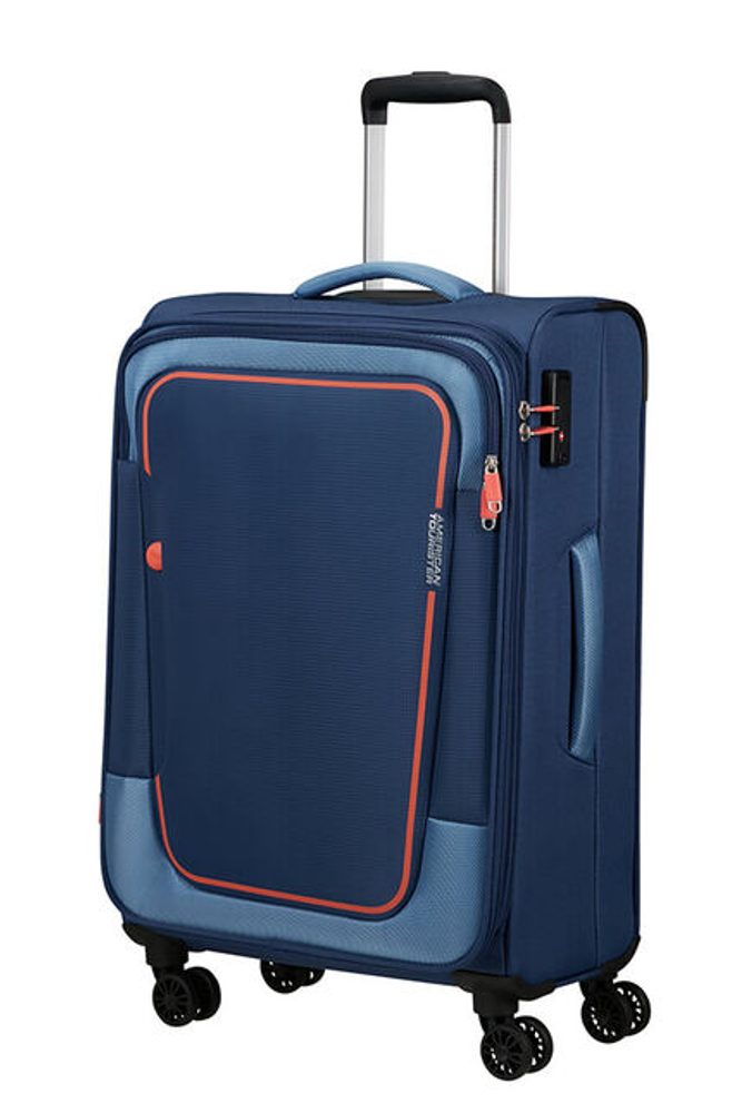 Levně American Tourister Látkový cestovní kufr Pulsonic EXP M 64/74 l - tmavě modrá