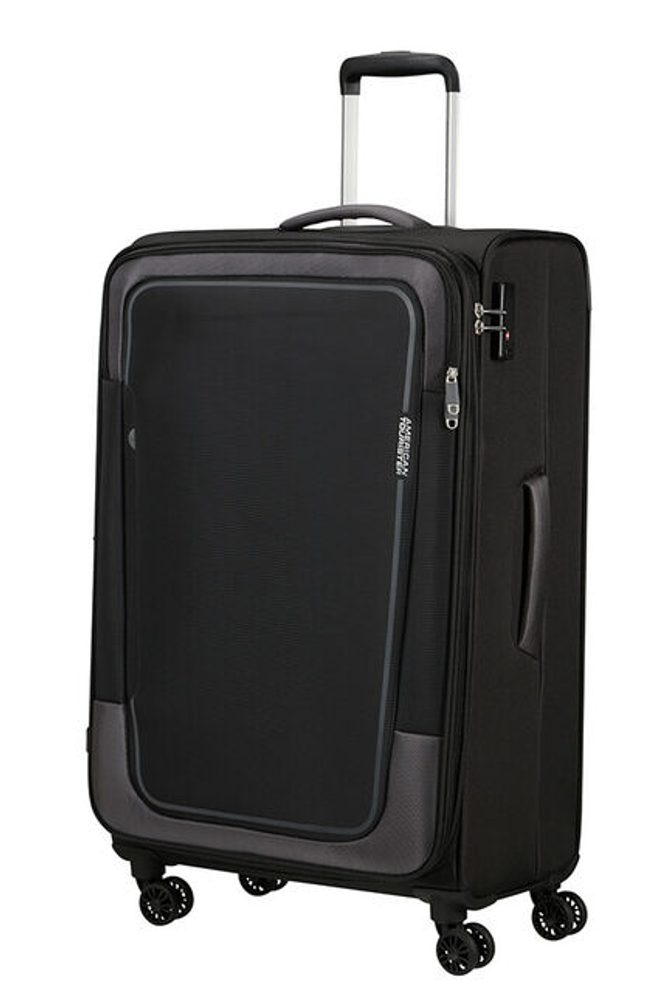 Levně American Tourister Látkový cestovní kufr Pulsonic EXP XL 113/122 l - černá