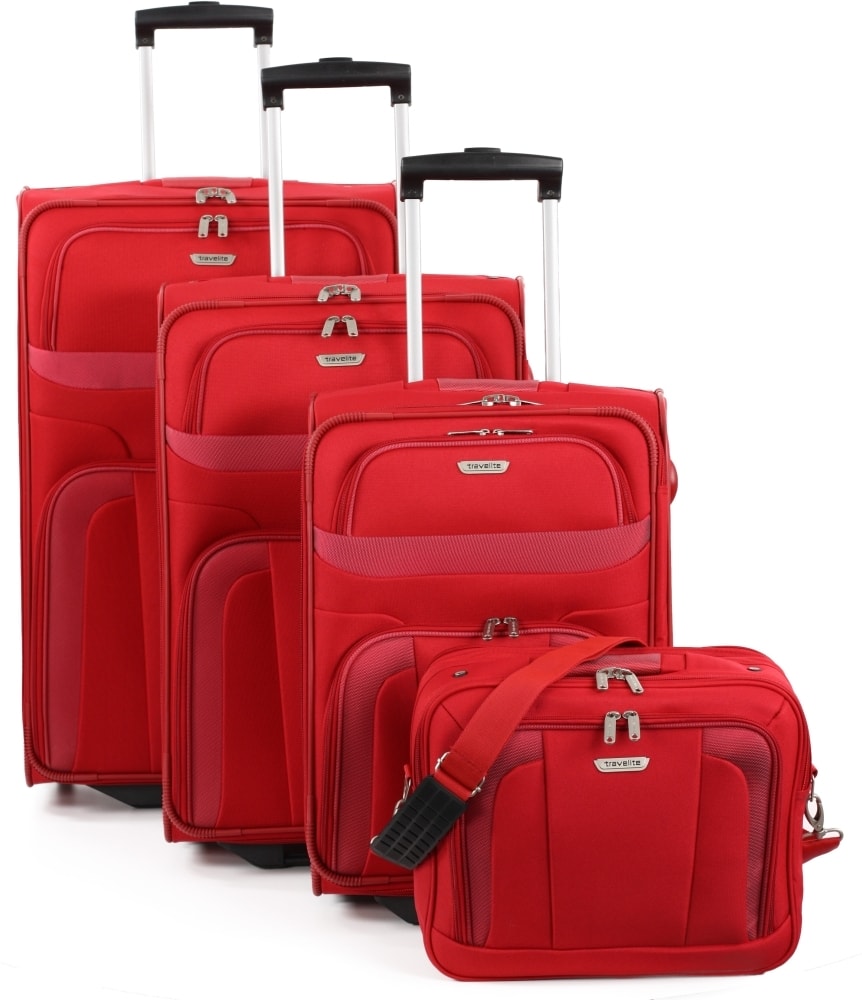 Travelite Orlando S,M,L – sada 3 kufrů + Boarding Bag Red - Delmas.cz
