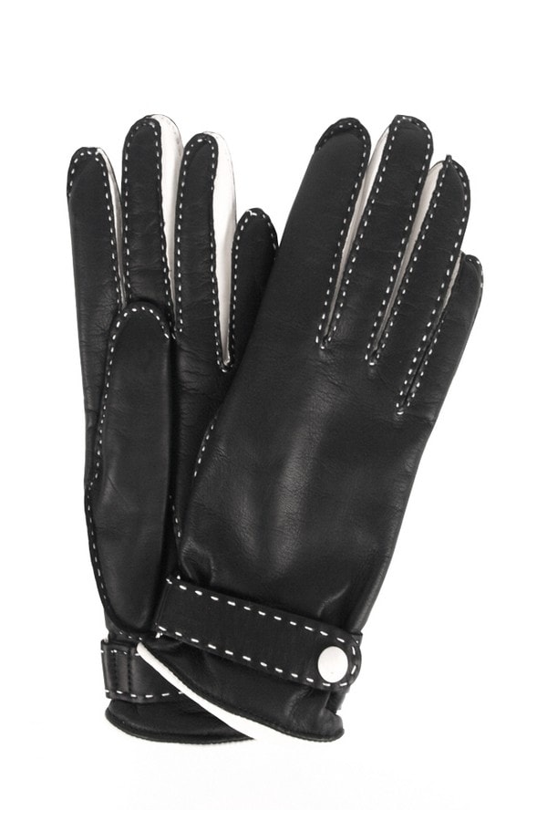 Kožené rukavice Napa Dobříš s vlnenou podšívkou - čierna / biela - veľkosť  6,5 - Delmas.sk