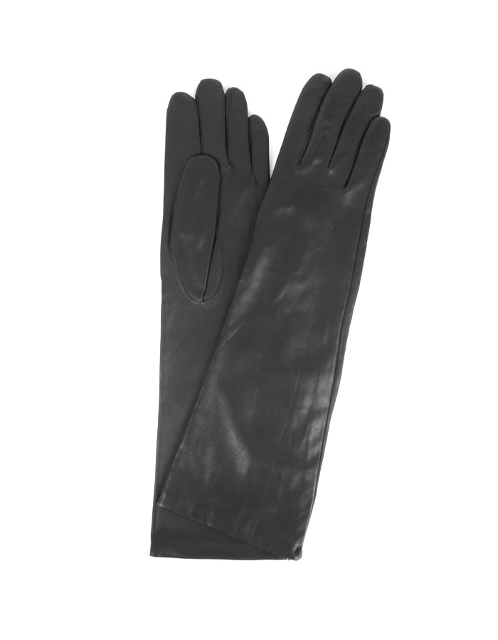 Dlouhé kožené rukavice s umělým hedvábím Napa Dobříš 2-4001 - černé -  velikost 8 - Delmas.sk