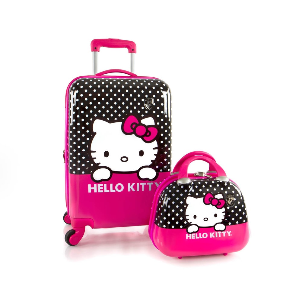 Sada kabinového kufru a kosmetické tašky Kids Hello Kitty 40 l - Delmas.cz