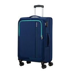 Pohodlný středně velký textilní kufr na čtyřech kolečkách od značky American Tourister z řady Sea Seeker vybavený TSA zámkem.