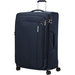 Rozšiřitelný extra velký cestovní kufr na čtyřech kolečkách z řady Respark od značky Samsonite vyrobený z recyklovaných materiálů.
