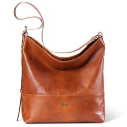 Elegantní celokožená dámská kabelka Tvoye s nastavitelným popruhem od značky Bagind v přírodní hnědé barvě.