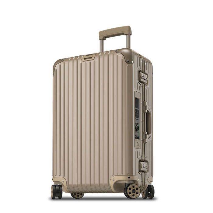 RIMOWA, KUFOR RIMOWA 68 TOPAS TITANIUM E-TAG, ZLATÁ - ŠKRUPINOVÉ KUFRE - CESTOVNÉ  KUFRE A TAŠKY