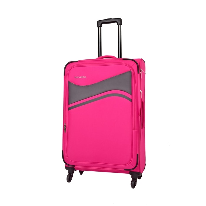 TRAVELITE, CESTOVNÍ KUFR WAVE 4W L PINK 97/110 L - LÁTKOVÉ KUFRY - CESTOVNÍ KUFRY A TAŠKY