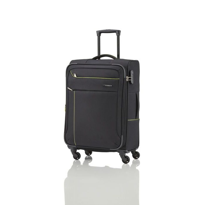 TRAVELITE, CESTOVNÝ KUFOR SOLARIS 4W M BLACK/LEMON 73/83 L - LÁTKOVÉ KUFRE - CESTOVNÉ  KUFRE A TAŠKY