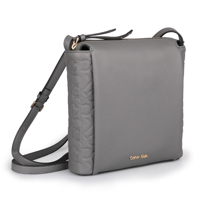 CALVIN KLEIN, KABELKA CALVIN KLEIN FLAT CROSSBODY BAG K60K602218 002, ŠEDÁ - CROSSBODY KABELKY - KABELKY