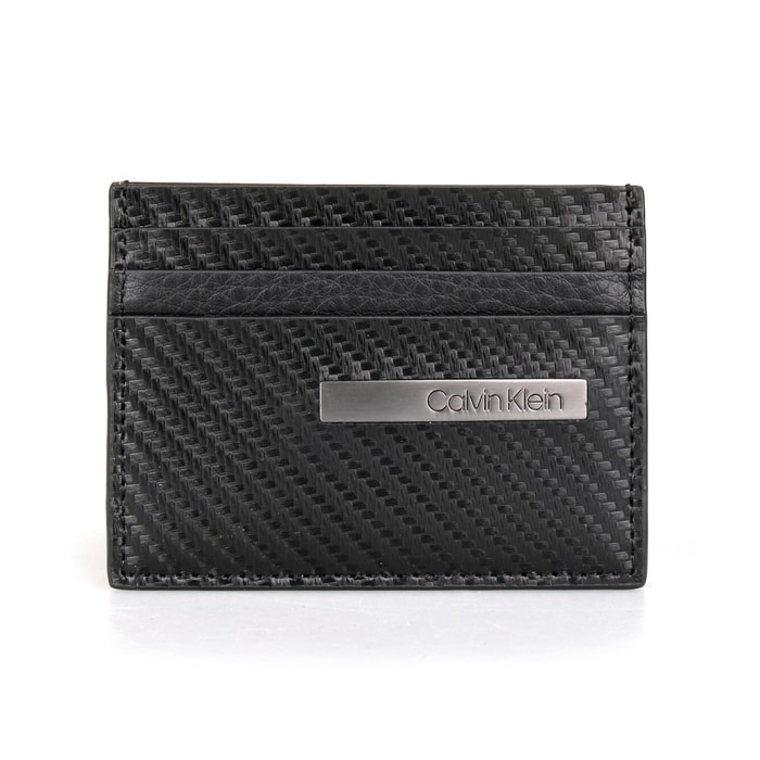 CALVIN KLEIN, KOŽENÉ PUZDRO NA KARTY CARBON LEATHER K50K504866 - PUZDRÁ NA KARTY - PEŇAŽENKY