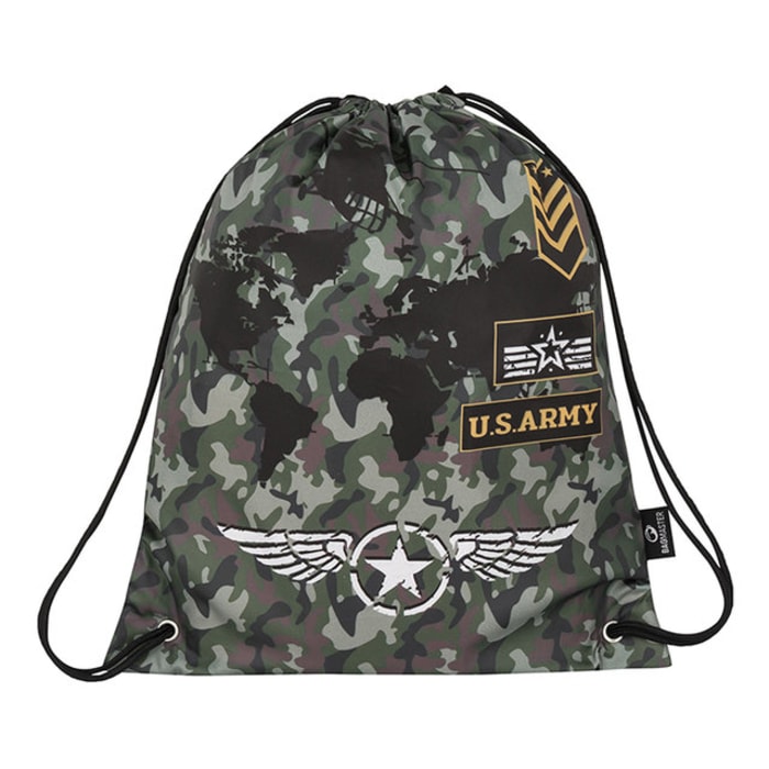 BAGMASTER, SÁČEK NA PŘEZUVKY ALFA 8 D GRAY/GREEN/BROWN 1,2 L - ŠKOLNÍ A DĚTSKÉ BATOHY - BATOHY