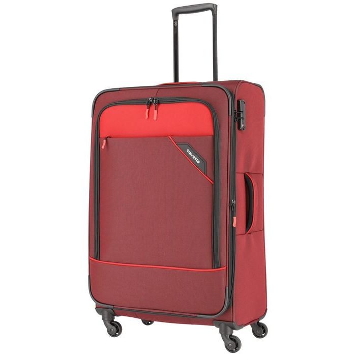 TRAVELITE, LÁTKOVÝ CESTOVNÝ KUFOR DERBY 4W L RED 102/115 L - LÁTKOVÉ KUFRE - CESTOVNÉ  KUFRE A TAŠKY