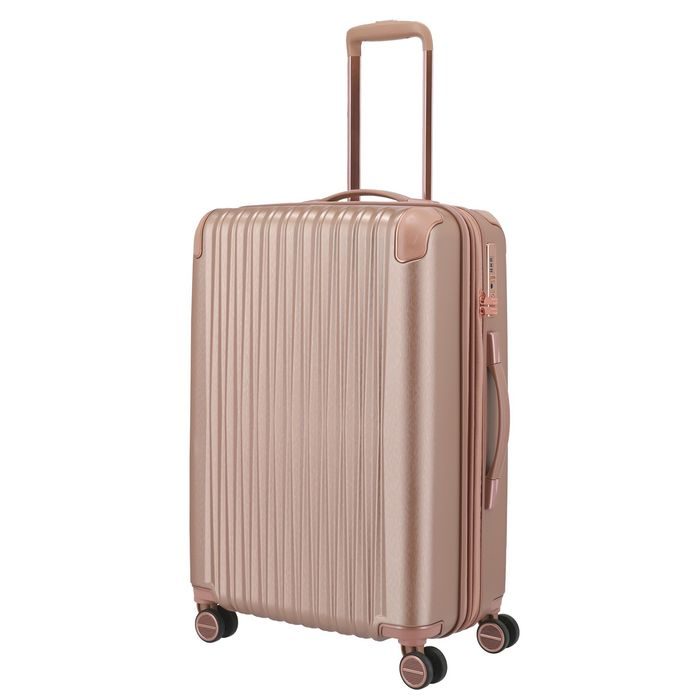 TITAN, ŠKRUPINOVÝ CESTOVNÝ KUFOR BARBARA GLINT M ROSE METALLIC 68/78 L - ŠKRUPINOVÉ KUFRE - CESTOVNÉ  KUFRE A TAŠKY