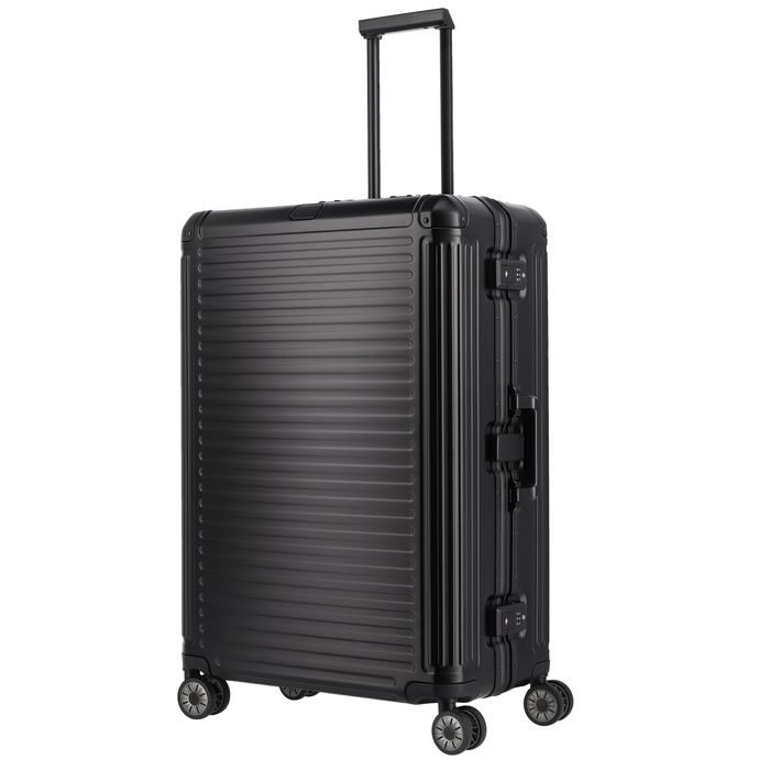 TRAVELITE, HLINÍKOVÝ CESTOVNÍ KUFR NEXT 4W L BLACK 100 L - SKOŘEPINOVÉ KUFRY - CESTOVNÍ KUFRY A TAŠKY