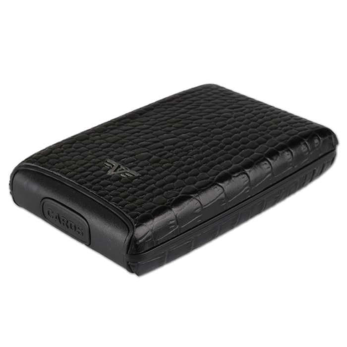 TRU VIRTU, CREDIT CARD CASE FAN LEATHER CROCO 16104003208 ČERNÁ - POUZDRA NA KARTY - PENĚŽENKY