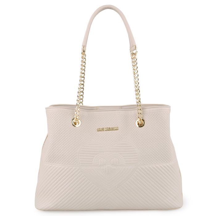 LOVE MOSCHINO, DÁMSKÁ SHOPPER KABELKA TWISTED BÉŽOVÁ - KABELKY PŘES RAMENO - KABELKY