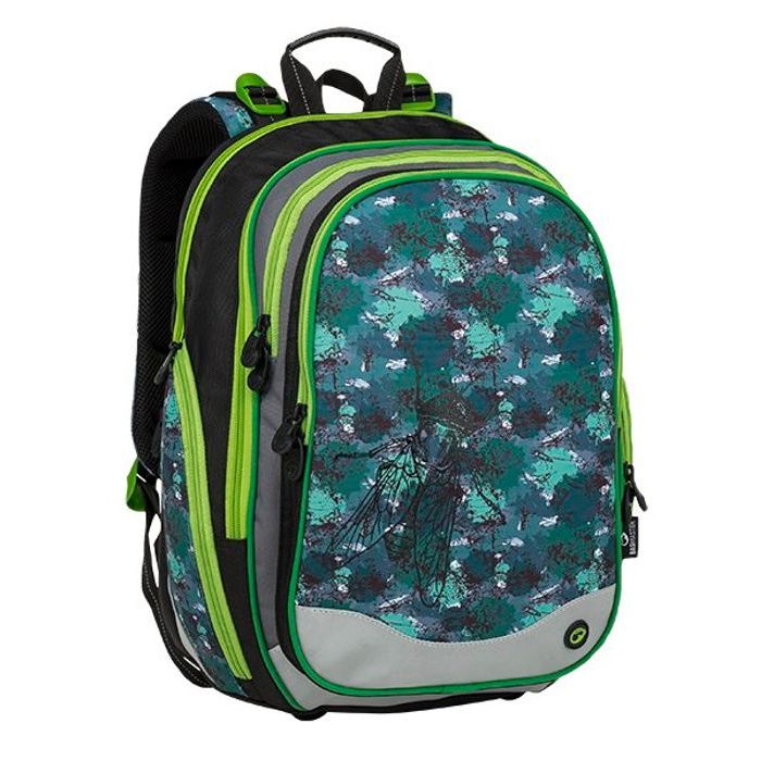 BAGMASTER, ŠKOLNÍ BATOH ELEMENT 9 B BLACK/GREEN/GRAY 22 L - ŠKOLNÍ A DĚTSKÉ BATOHY - BATOHY