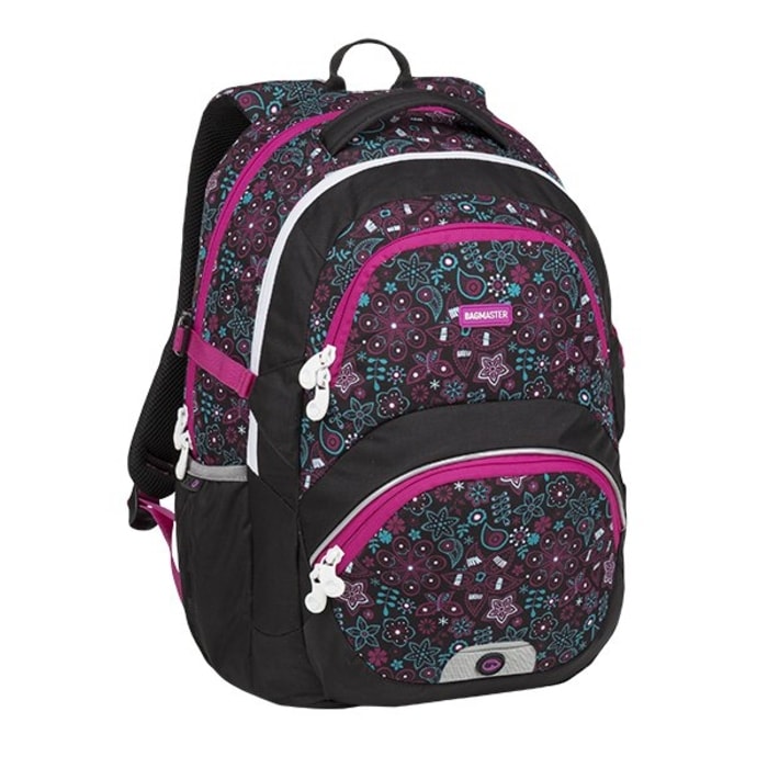 BAGMASTER, ŠKOLNÍ BATOH THEORY 9 B BLACK/PINK/GREEN 24 L - ŠKOLNÍ A DĚTSKÉ BATOHY - BATOHY