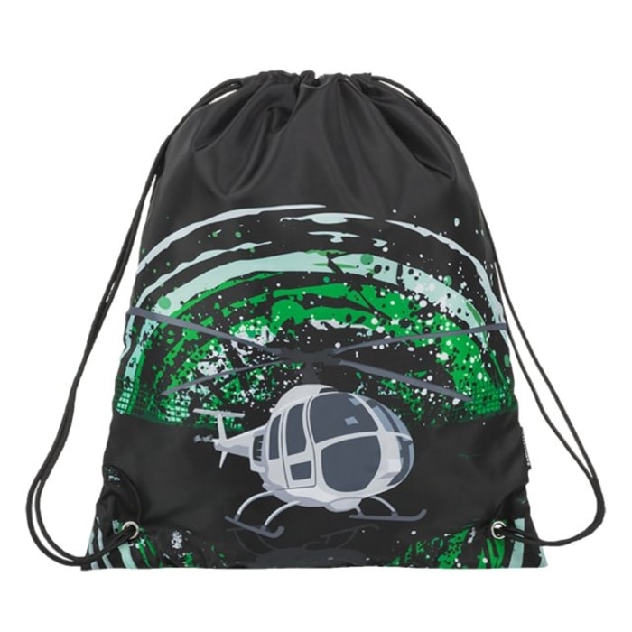 BAGMASTER, SÁČEK NA PŘEZUVKY ALFA 9 D BLACK/GREEN/GRAY 1,2 L - ŠKOLNÍ A DĚTSKÉ BATOHY - BATOHY