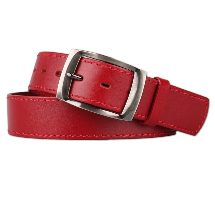 PENNY BELTS, DÁMSKÝ KOŽENÝ OPASEK 4493/1, TMAVĚ ČERVENÝ - DÁMSKÉ OPASKY - DOPLŇKY