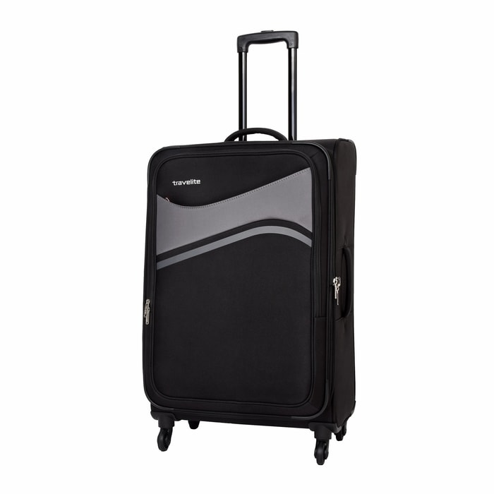 TRAVELITE, CESTOVNÍ KUFR WAVE 4W L BLACK 97/110 L - LÁTKOVÉ KUFRY - CESTOVNÍ KUFRY A TAŠKY