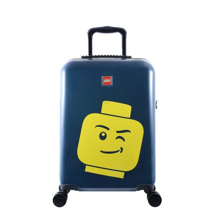 LEGO, KABÍNOVÝ CESTOVNÝ KUFOR COLOURBOX MINIFIGURE HEAD 40 L MODRÝ - PRÍRUČNÁ BATOŽINA - CESTOVNÉ  KUFRE A TAŠKY