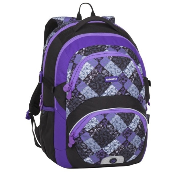 BAGMASTER, ŠKOLNÍ BATOH THEORY 8 B BLACK/VIOLET/GRAY 24 L - ŠKOLNÍ A DĚTSKÉ BATOHY - BATOHY