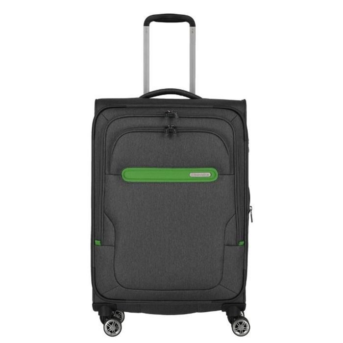 TRAVELITE, CESTOVNÝ KUFOR MADEIRA M ANTHRACITE/GREEN 60/71 L - LÁTKOVÉ KUFRE - CESTOVNÉ  KUFRE A TAŠKY