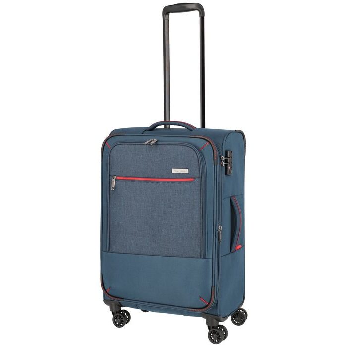 TRAVELITE, LÁTKOVÝ CESTOVNÍ KUFR ARONA M NAVY 56/65 L - LÁTKOVÉ KUFRY - CESTOVNÍ KUFRY A TAŠKY