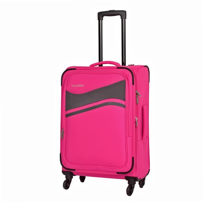 TRAVELITE, CESTOVNÍ KUFR WAVE 4W M PINK 66/76 L - LÁTKOVÉ KUFRY - CESTOVNÍ KUFRY A TAŠKY