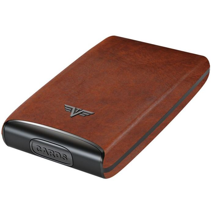 TRU VIRTU, PUZDRO TRU VIRTU CREDIT CARD CASE FAN LEATHER NATURAL BROWN - PUZDRÁ NA KARTY - PEŇAŽENKY