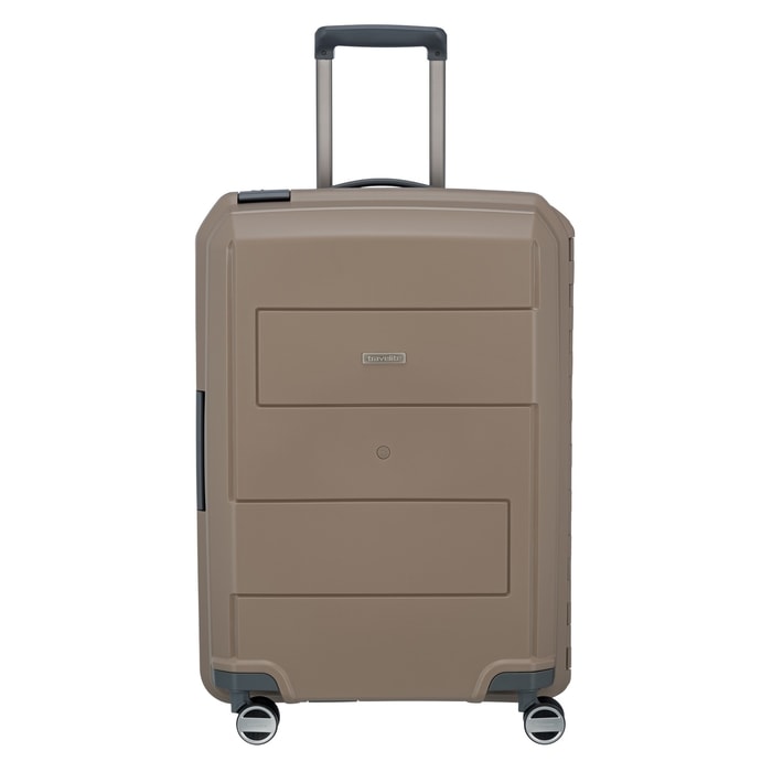 TRAVELITE, CESTOVNÝ ŠKRUPINOVÝ KUFOR MAKRO 4W M TAUPE 72 L - ŠKRUPINOVÉ KUFRE - CESTOVNÉ  KUFRE A TAŠKY