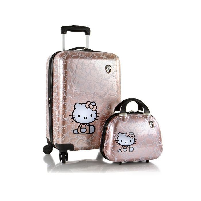 HEYS, DĚTSKÁ SADA KUFRU A KOSMETICKÉHO KUFŘÍKU HELLO KITTY METALLIC - DĚTSKÁ ZAVAZADLA - CESTOVNÍ KUFRY A TAŠKY