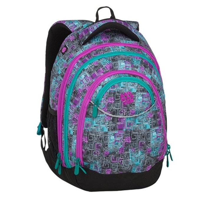 BAGMASTER, ŠTUDENTSKÝ BATOH ENERGY 9 C VIOLET/GREEN/GRAY 23 L - ŠKOLSKÉ A DETSKÉ BATOHY - BATOHY