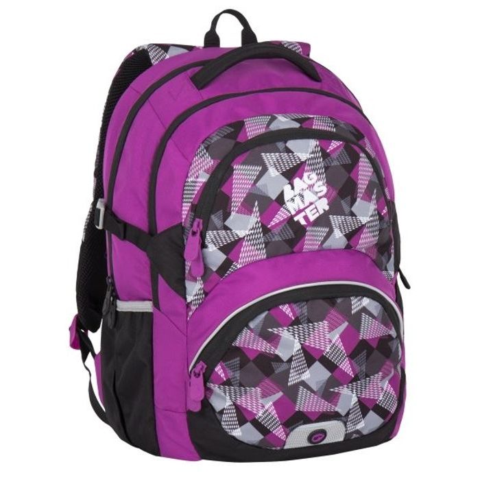 BAGMASTER, ŠKOLSKÝ BATOH THEORY 7 A PINK/GREY/BLACK 24 L - ŠKOLSKÉ A DETSKÉ BATOHY - BATOHY