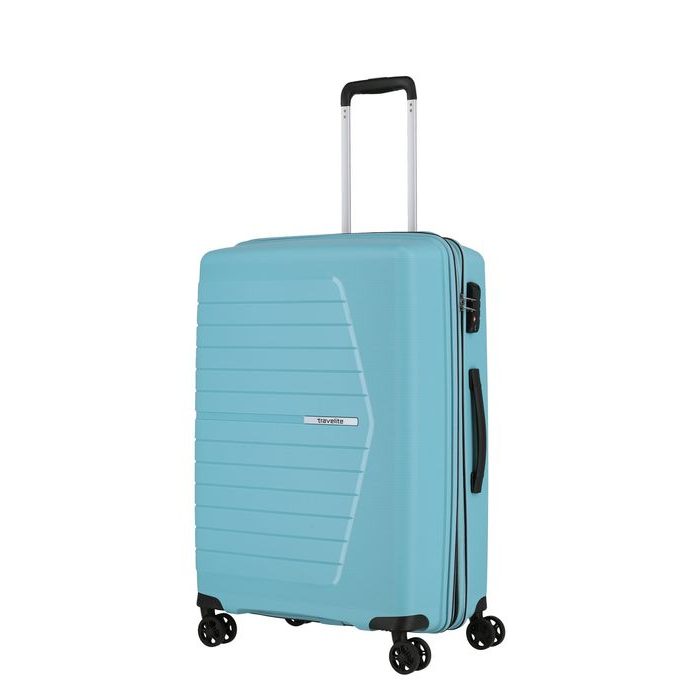 TRAVELITE, SKOŘEPINOVÝ CESTOVNÍ KUFR NUBIS M LIGHT BLUE 70/76 L - SKOŘEPINOVÉ KUFRY - CESTOVNÍ KUFRY A TAŠKY