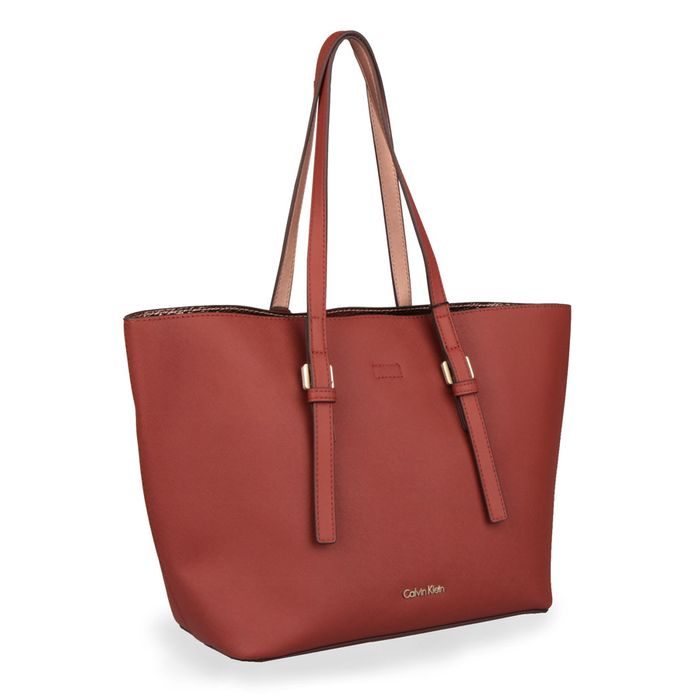 CALVIN KLEIN, KABELKA MEDIUM TOTE SOLID K60K603628 906, HNĚDÁ - KABELKY CEZ RAMENO - KABELKY